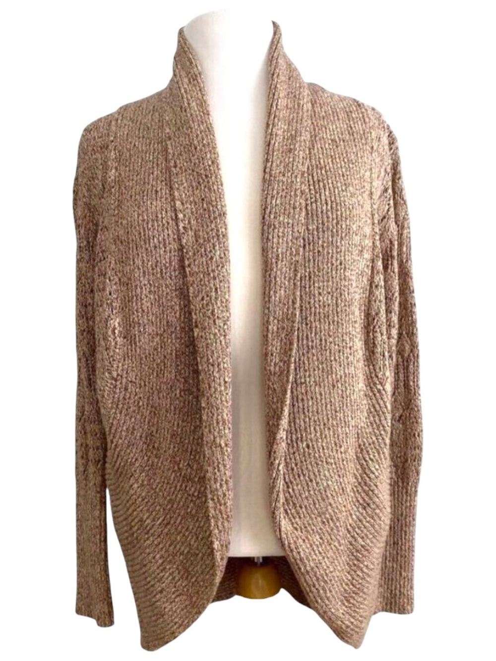 Tan Jay petite Cozy Open Front Knit Cardigan Sweater In Neutral Earth Tones fall